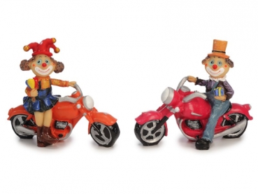 Clown aus Poly auf Motorrad 17x7x14cm