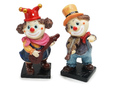 Clown mit Gitarre und Geige aus Poly 7x5,5x17cm