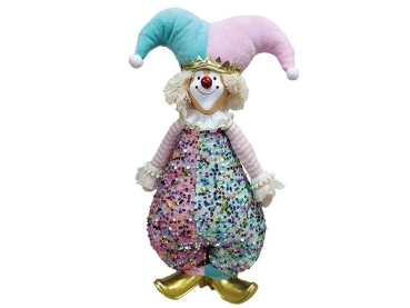 Clown aus Poly mit Glitzeranzug 21x12x50cm