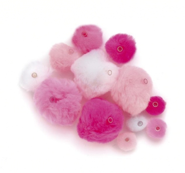 Acryl Pompons mit Öse ca 45 St rosa mix