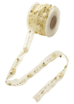 TRENDY-Band m. Rosen creme/gold 10m x 2cm