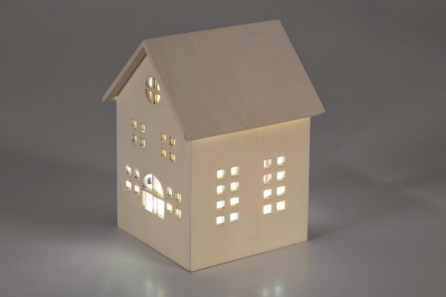 Holzhaus mit LED Licht 11x11x16,5cm